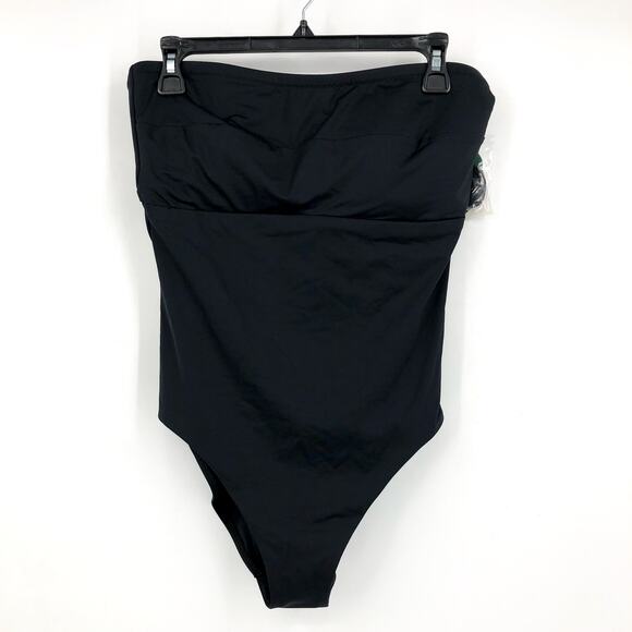 TOMMY BAHAMA Palm Modern Bandeau One Piece Swimsuit Size 8 Black Cut Out NWT - Picture 3 of 10